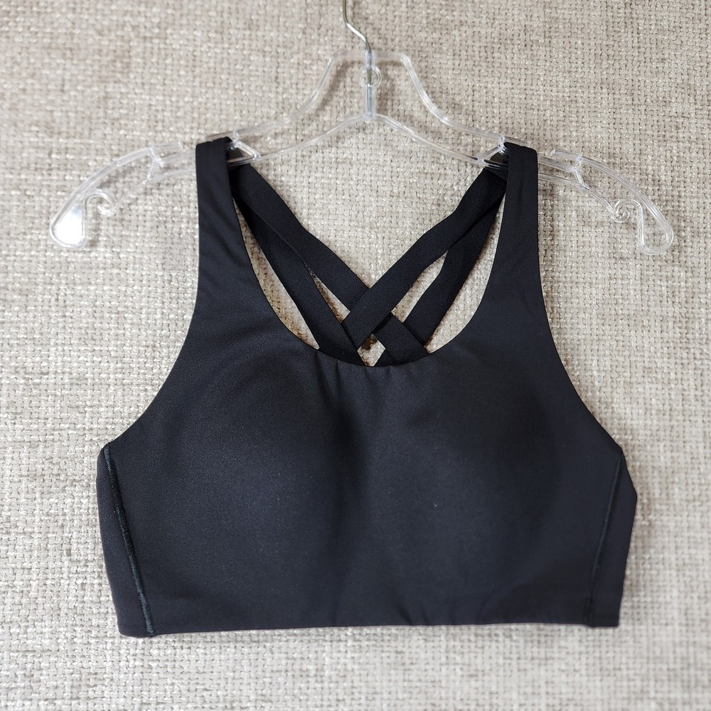 Lululemon Energy Bra High Support Womens 34C Black Cross Back Sports Wirefree